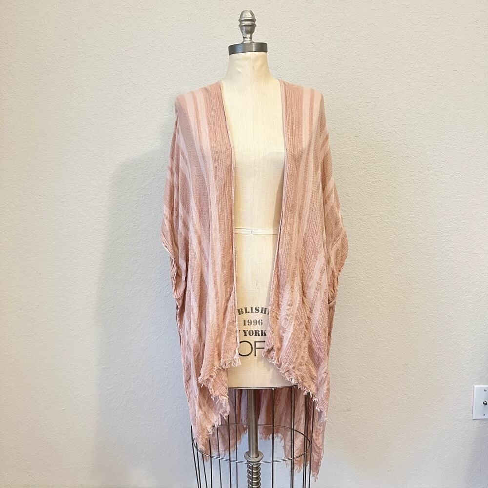 FREE PEOPLE Kimono Cardigan Dusty Rose Striped Beach Cover Up